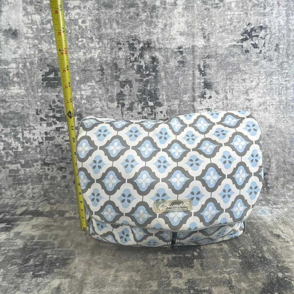 Bumble Unisex Diaper Bag Floral Trellis Gray Blue Messenger Travel Tote Bag